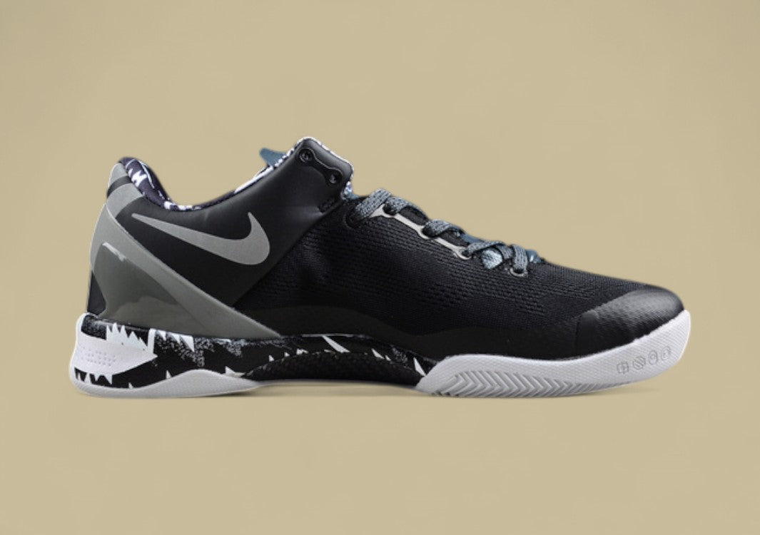 Nike Kobe White Grey Black Low-top Basketball Shoes With Graphic Midsole Detailing