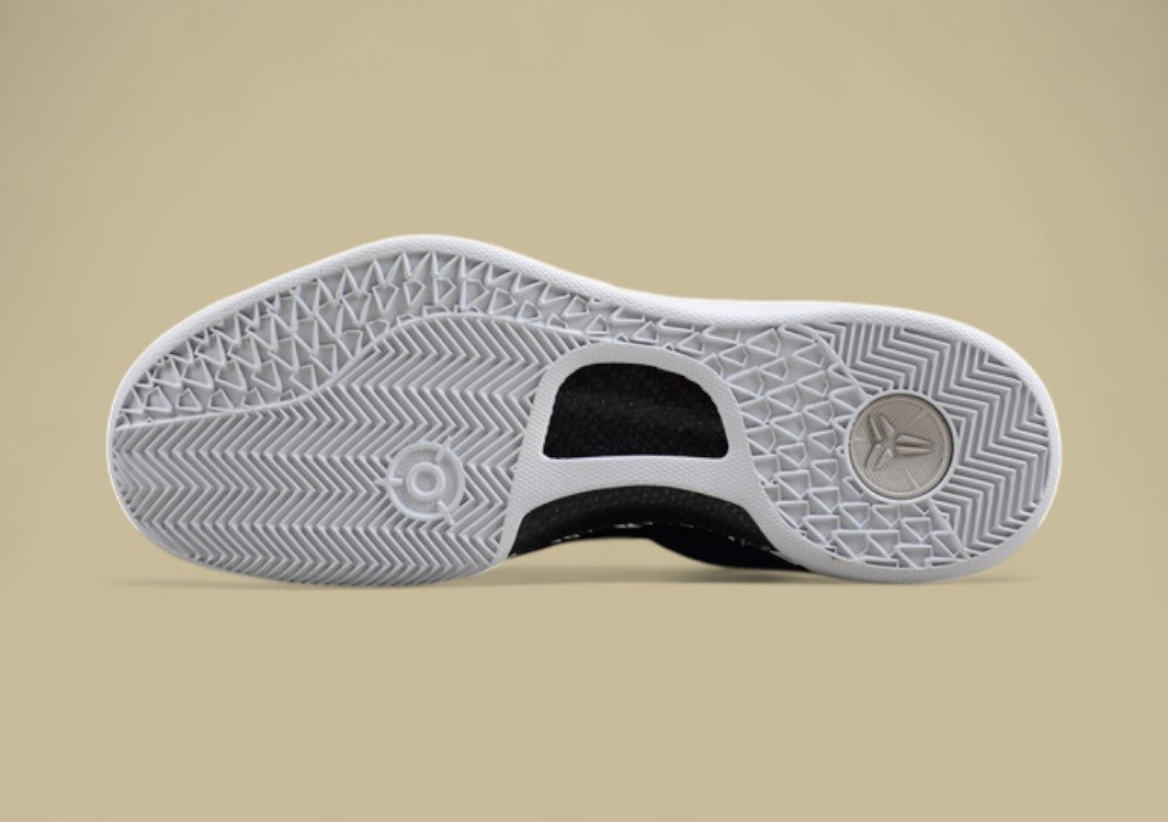 Nike Kobe White Grey Black Low-top Basketball Shoes With Graphic Midsole Detailing