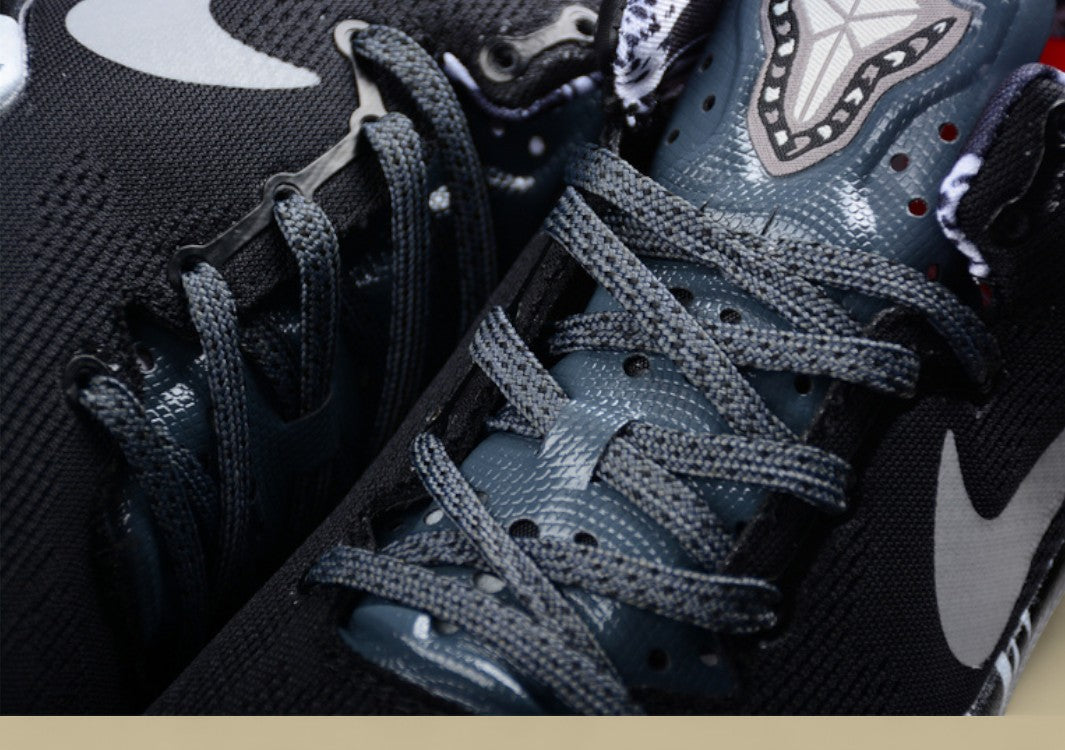 Nike Kobe White Grey Black Low-top Basketball Shoes With Graphic Midsole Detailing