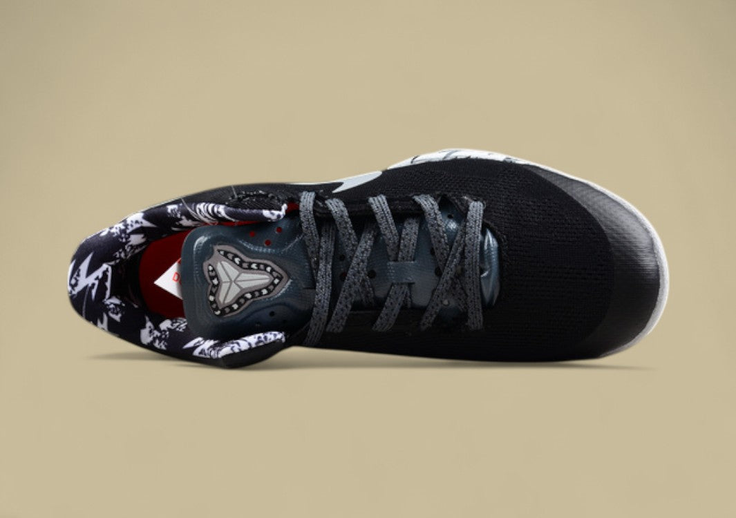 Nike Kobe White Grey Black Low-top Basketball Shoes With Graphic Midsole Detailing