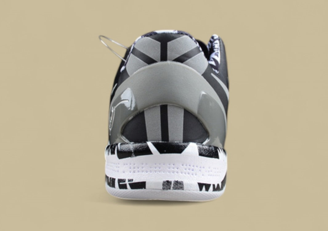 Nike Kobe White Grey Black Low-top Basketball Shoes With Graphic Midsole Detailing