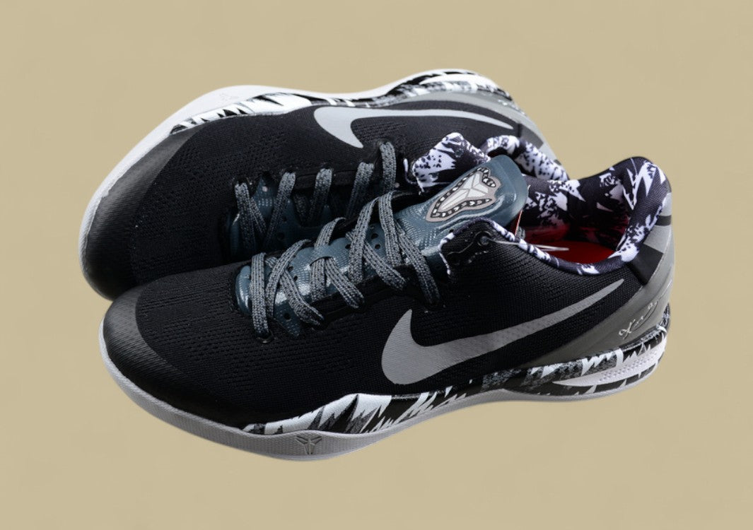 Nike Kobe White Grey Black Low-top Basketball Shoes With Graphic Midsole Detailing