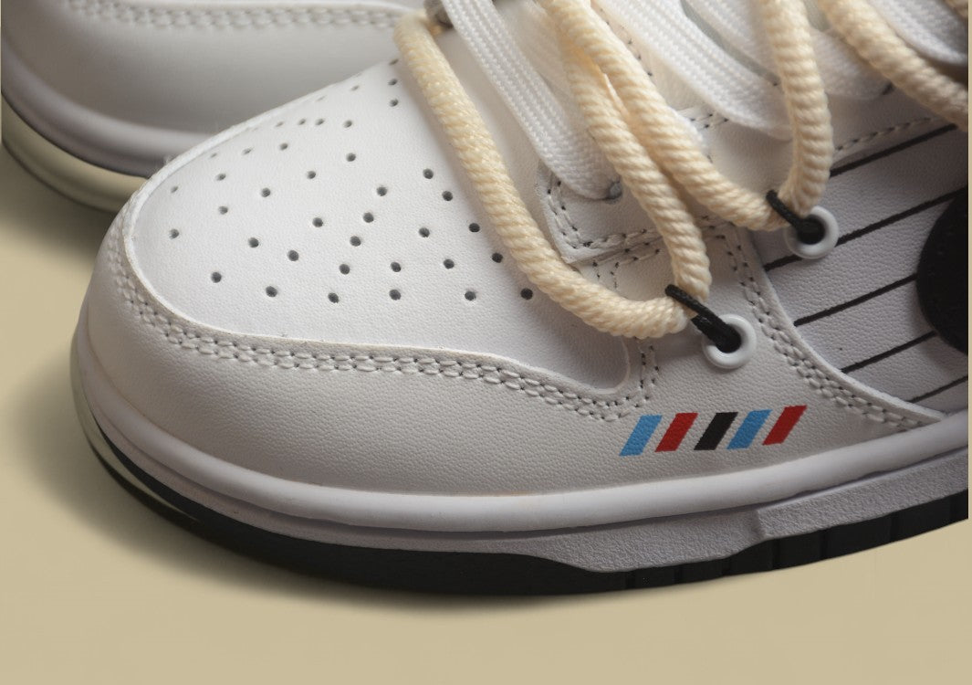 Nike SB Dunk Low Retro "Panda" Black & White Custom Deconstructed Strap Casual Sneakers