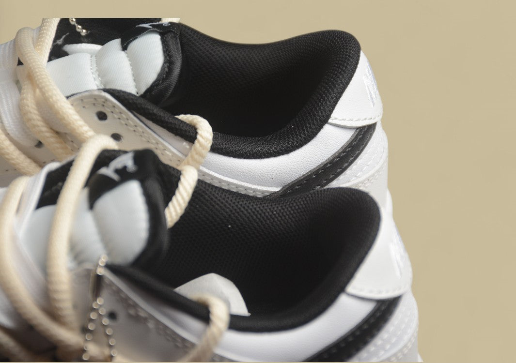 Nike SB Dunk Low Retro "Panda" Black & White Custom Deconstructed Strap Casual Sneakers