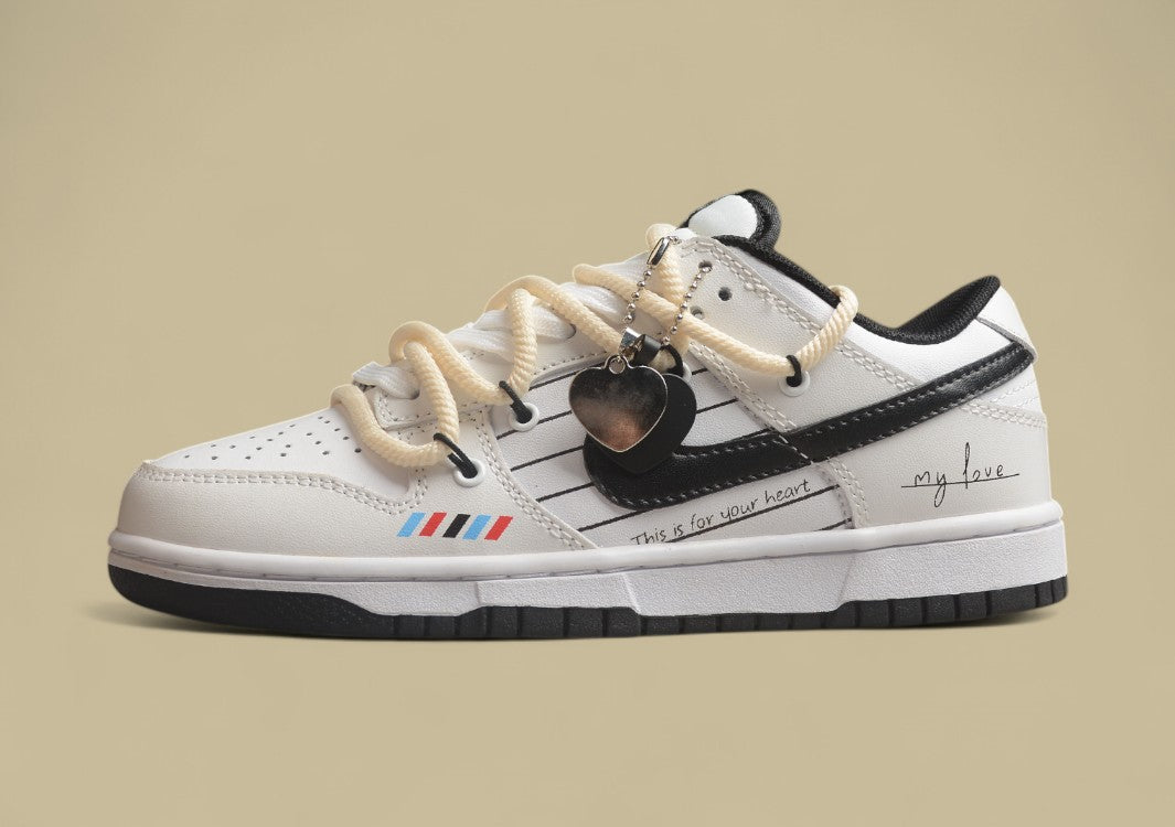 Nike SB Dunk Low Retro "Panda" Black & White Custom Deconstructed Strap Casual Sneakers