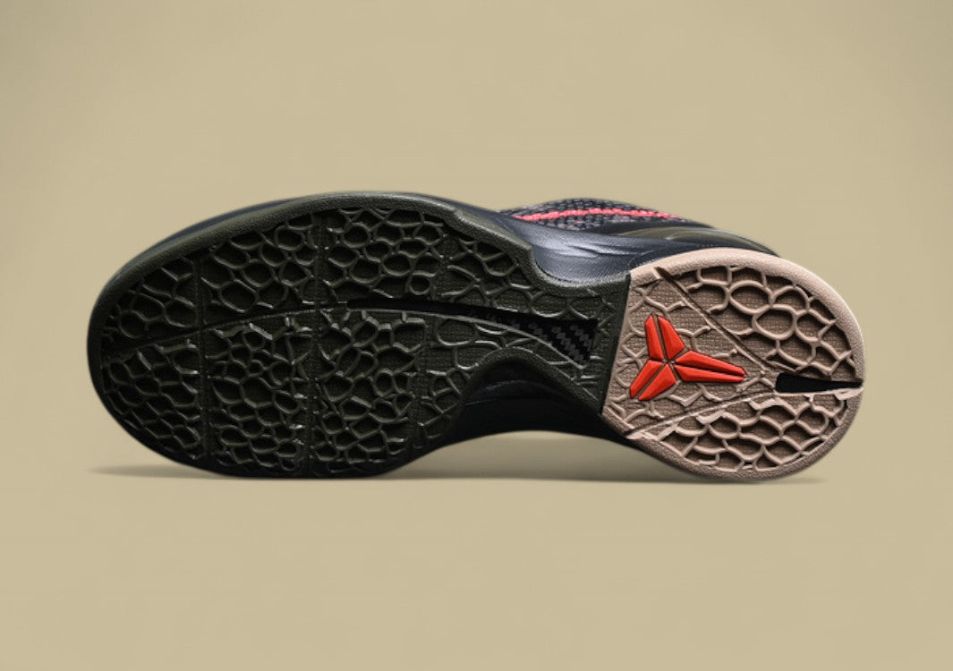 Nike Zoom Kobe "Black Crimson Bog Khaki" Bold Low-Top Basketball Shoe with Camouflage Accents
