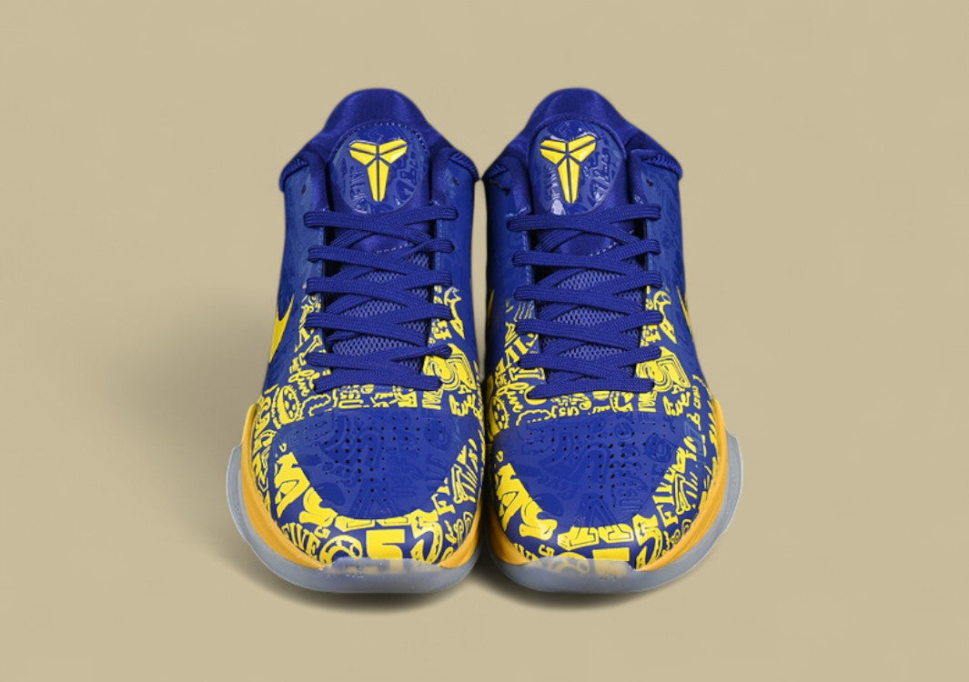 Nike Zoom Kobe "Concord Midwest Gold" Bold Graphic Low-Top Basketball Shoe with Vibrant Blue and Yellow Accents