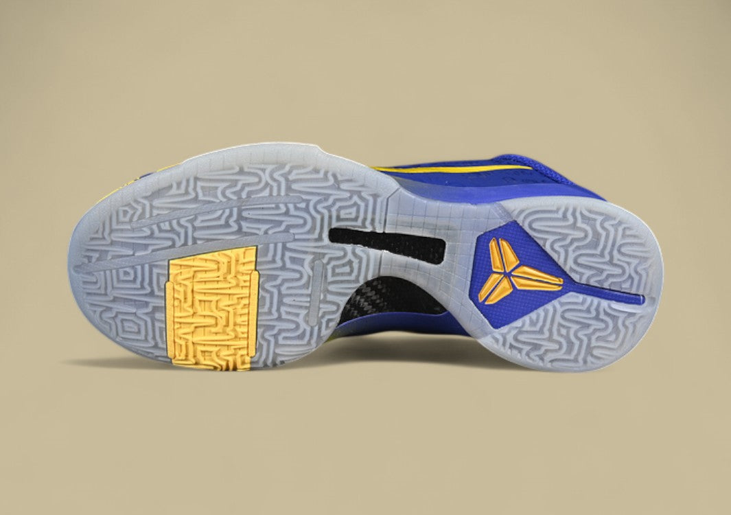 Nike Zoom Kobe "Concord Midwest Gold" Bold Graphic Low-Top Basketball Shoe with Vibrant Blue and Yellow Accents