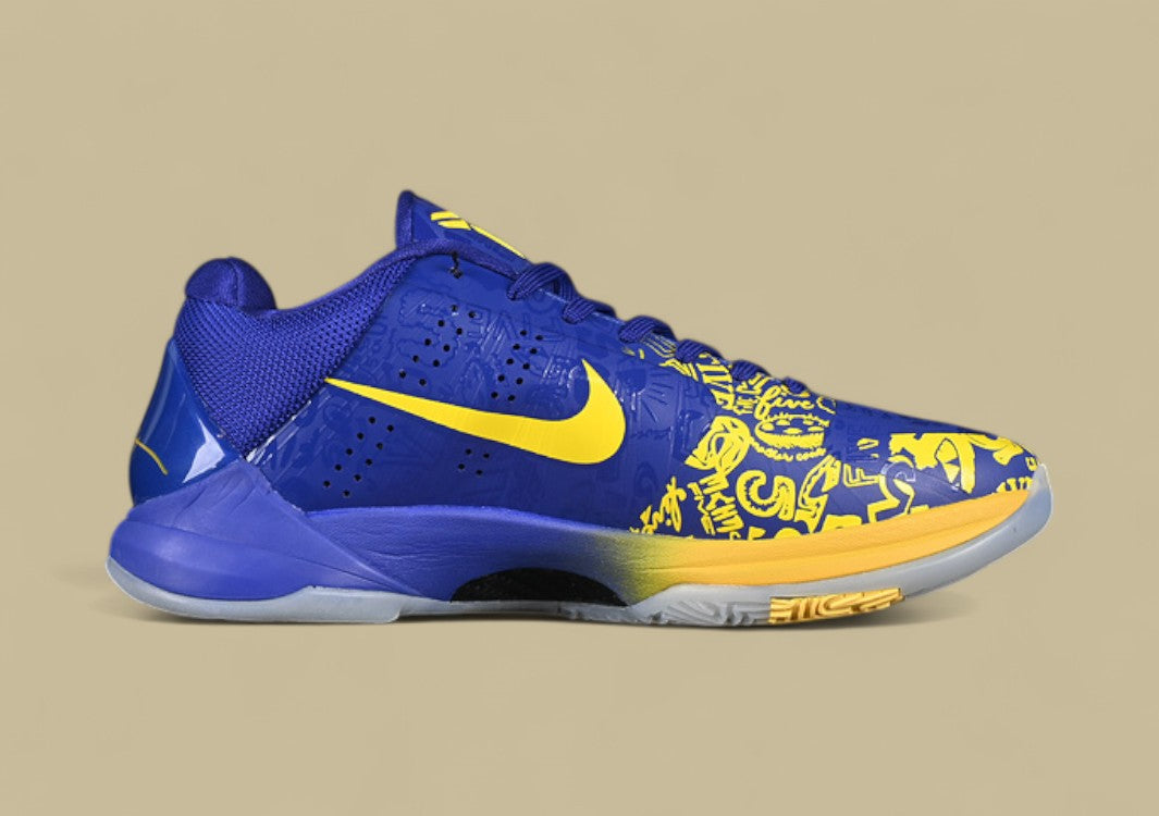 Nike Zoom Kobe "Concord Midwest Gold" Bold Graphic Low-Top Basketball Shoe with Vibrant Blue and Yellow Accents
