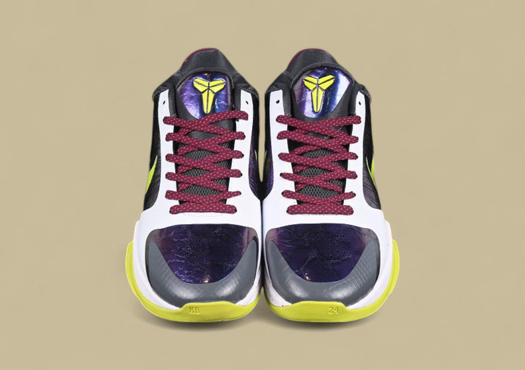 Nike Zoom Kobe "Purple Cyber White Black" Dynamic Low-Top Basketball Sneaker with Vibrant Neon Accents