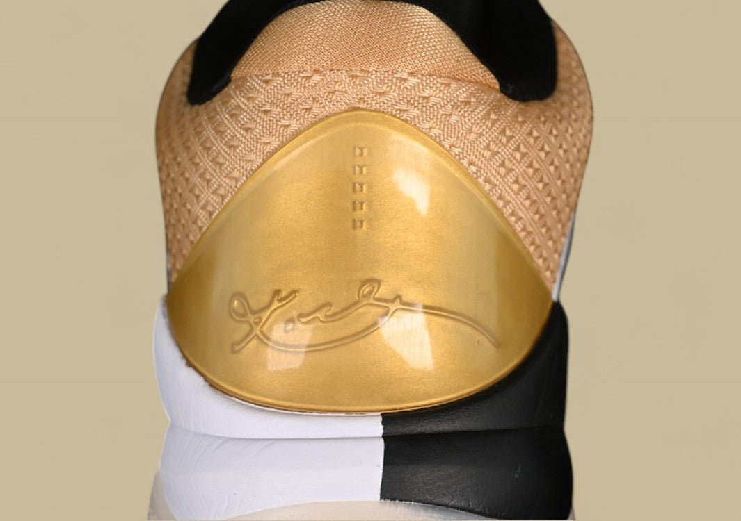 Nike Zoom Kobe "White Metallic Gold Black" Bold Low-Top Basketball Shoe with Graphic Print and Luxe Accents
