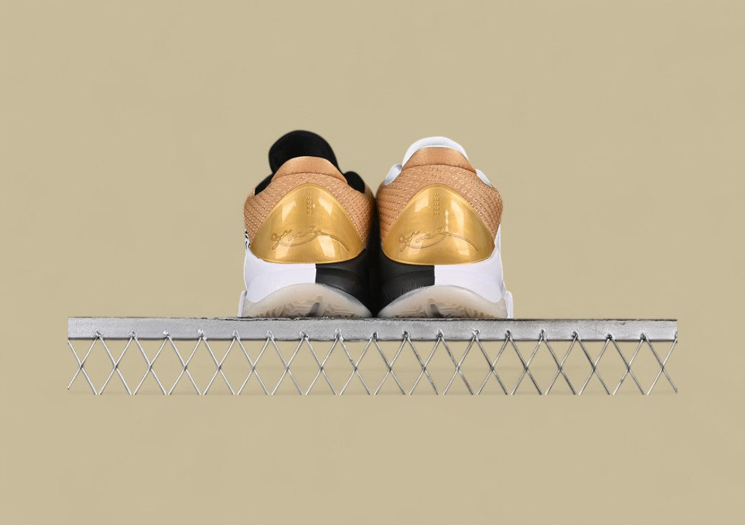 Nike Zoom Kobe "White Metallic Gold Black" Bold Low-Top Basketball Shoe with Graphic Print and Luxe Accents