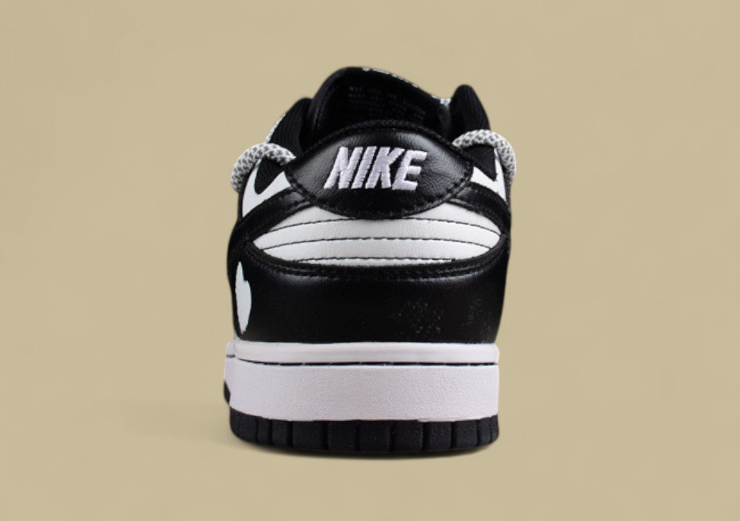 Nk Dunk Low Black and White Panda Valentine's Day Custom Deconstructed Lace-up Casual Sneakers