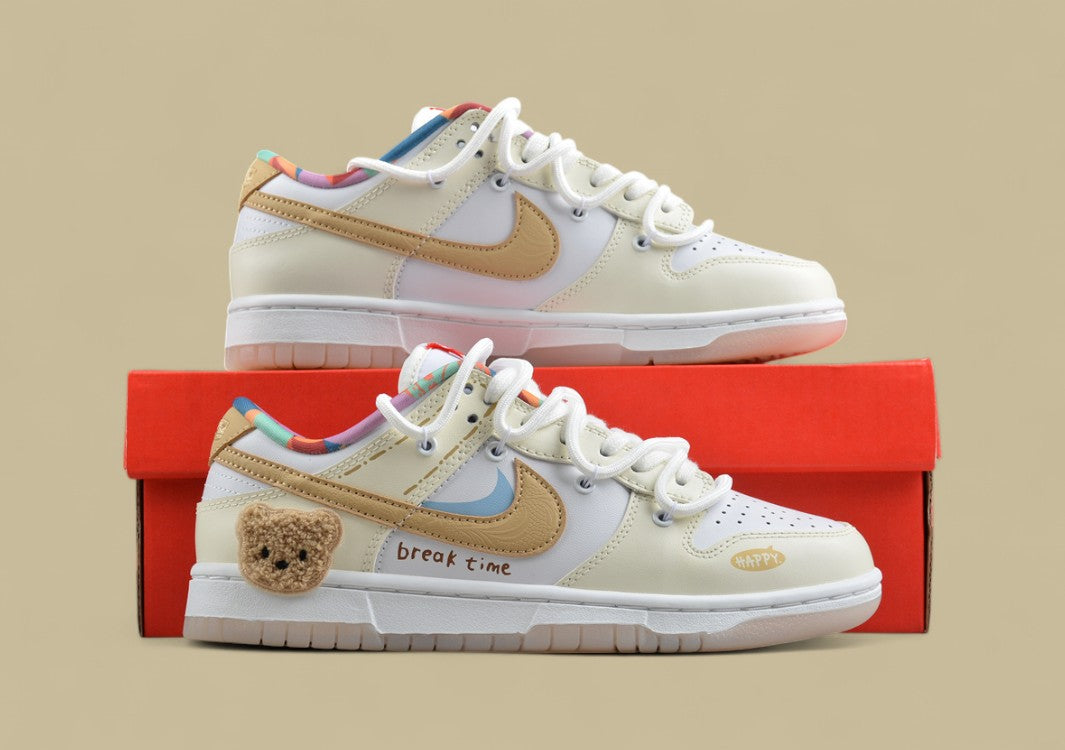 Nk Dunk Low Cake Bear Jiuqi White Yellow Low-top Casual Shoes