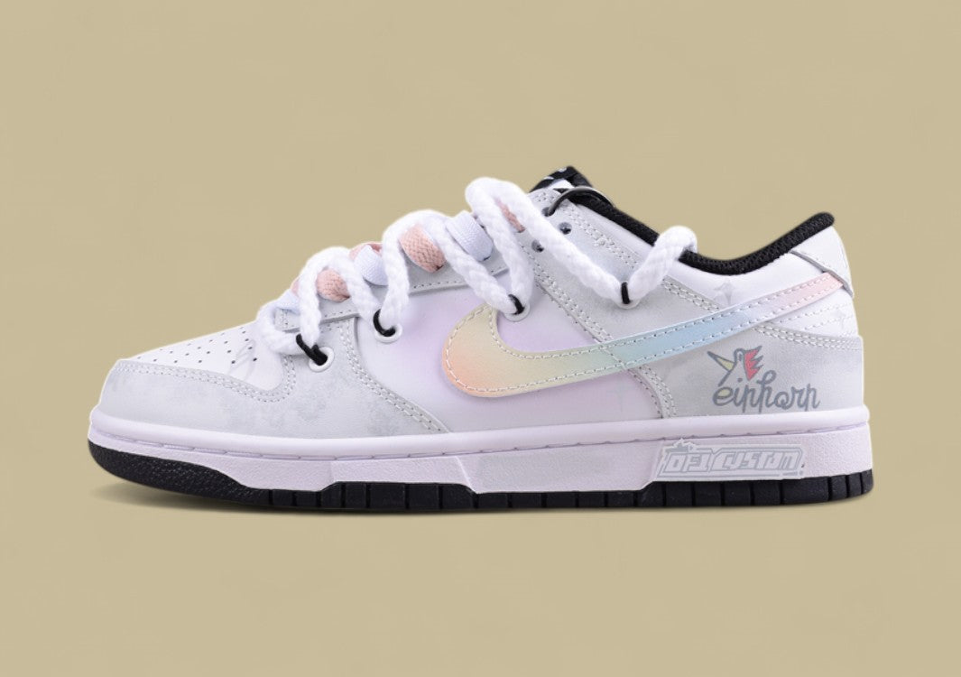 Nk Dunk Low Custom Da Vinci Star Li Flash Wing Simple Black and White Gray Sb Strap Low Top Casual Shoes