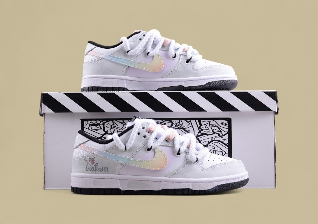 Nk Dunk Low Custom Da Vinci Star Li Flash Wing Simple Black and White Gray Sb Strap Low Top Casual Shoes