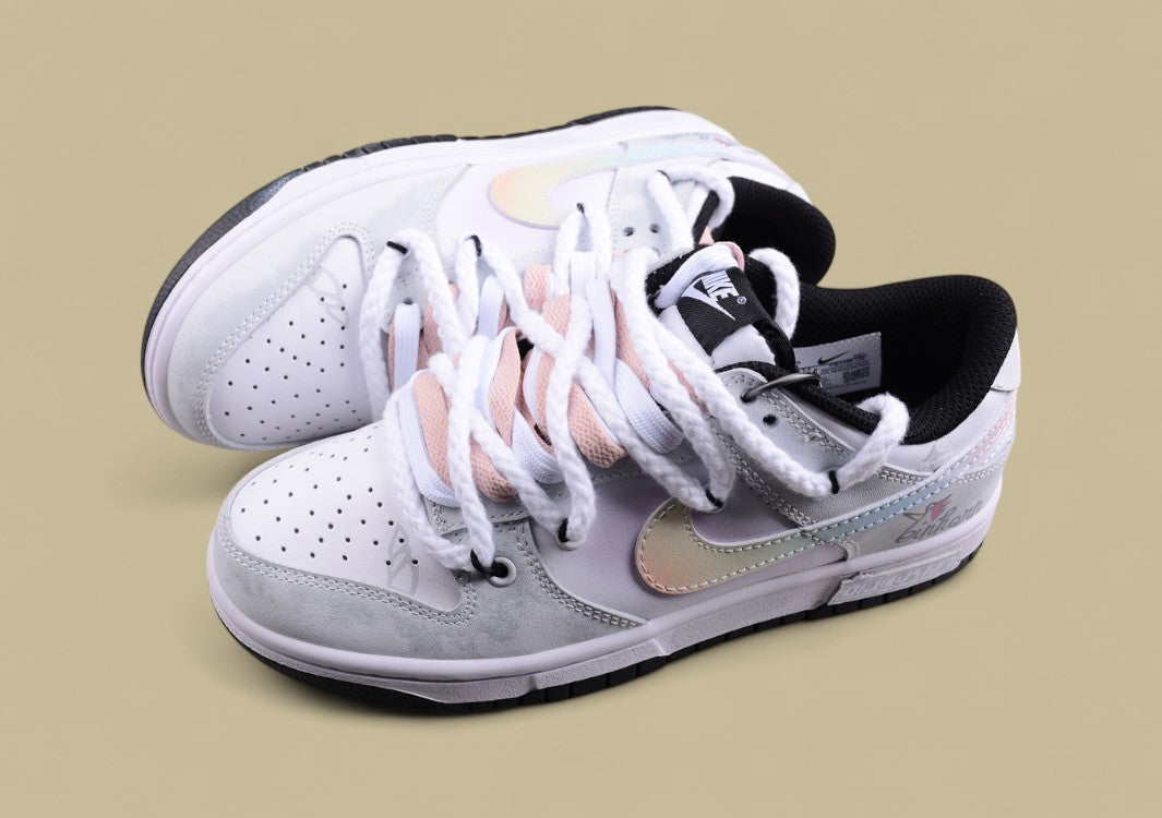 Nk Dunk Low Custom Da Vinci Star Li Flash Wing Simple Black and White Gray Sb Strap Low Top Casual Shoes