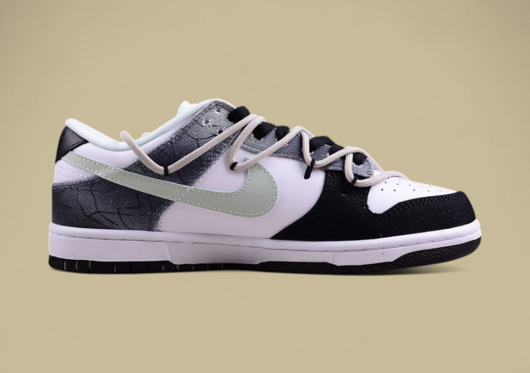 Nk Dunk Low Dark Pattern High Street Style Black and White Green Sb Strap Low-top Casual Sneakers