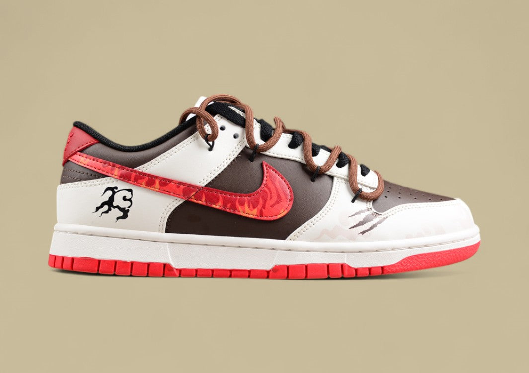 Nk Dunk Low Dragon Year Limited Chinese Style Flame Moire Red Brown SB Strap Low Top Casual Shoes