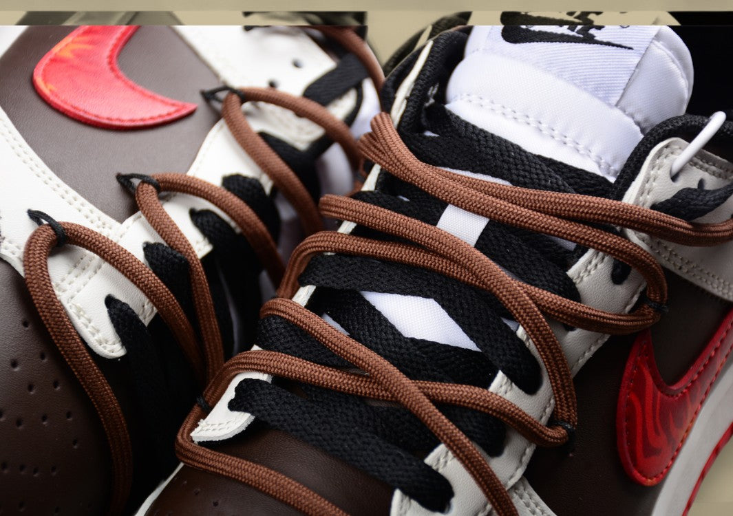 Nk Dunk Low Dragon Year Limited Chinese Style Flame Moire Red Brown SB Strap Low Top Casual Shoes