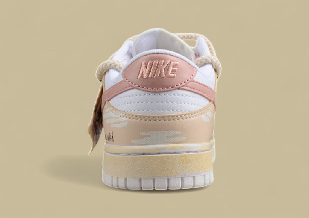 Nk Dunk Low Ess Custom Version Vibe Style Old Oxidation Deconstruction Rose Cloth Patch Low-top Casual Sneakers