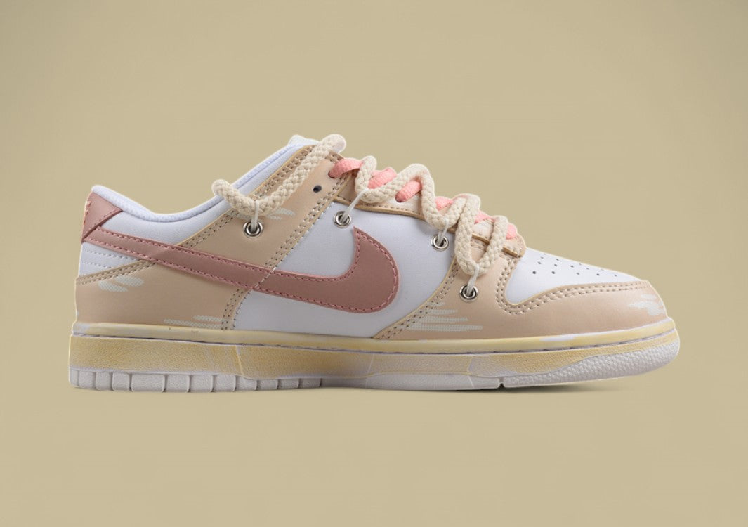 Nk Dunk Low Ess Custom Version Vibe Style Old Oxidation Deconstruction Rose Cloth Patch Low-top Casual Sneakers