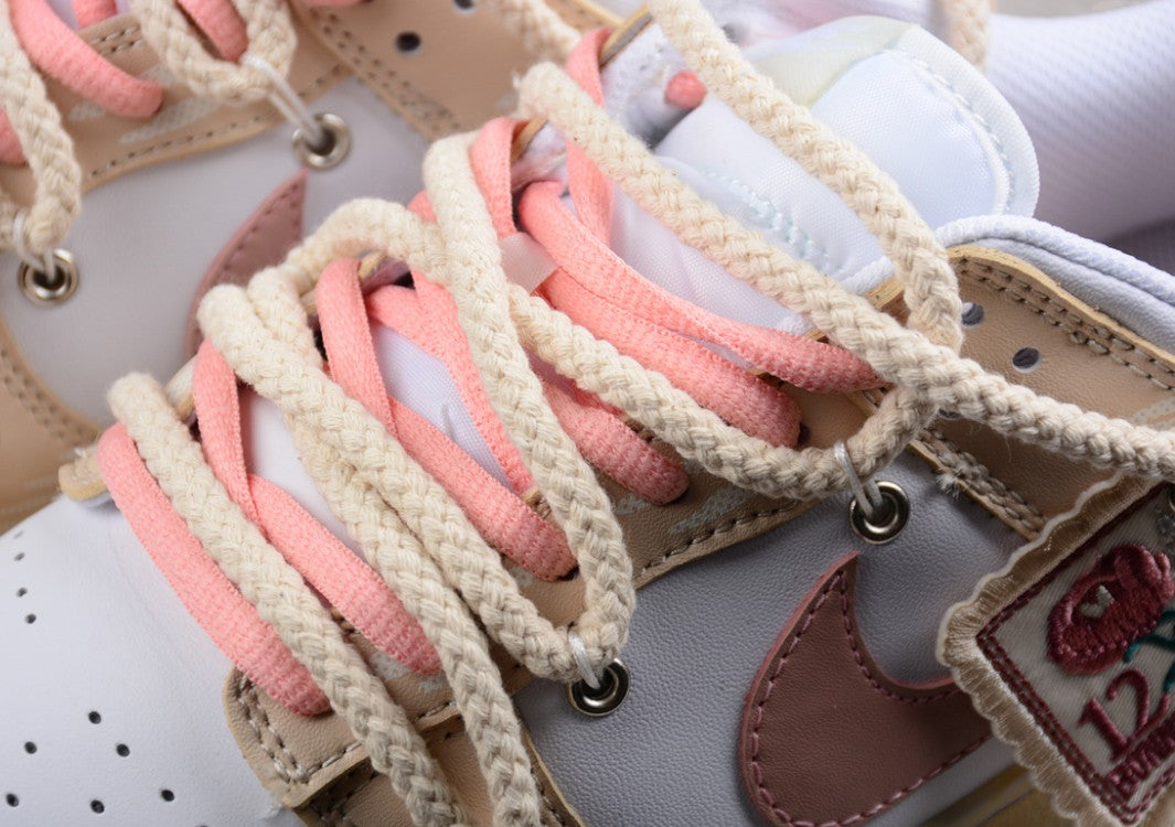Nk Dunk Low Ess Custom Version Vibe Style Old Oxidation Deconstruction Rose Cloth Patch Low-top Casual Sneakers
