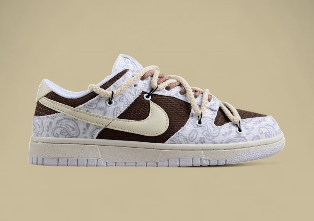 Nk Dunk Low Ess Reverse Cashew Flower Micro-industrial Custom Version Deconstruction Strap Casual Sneakers