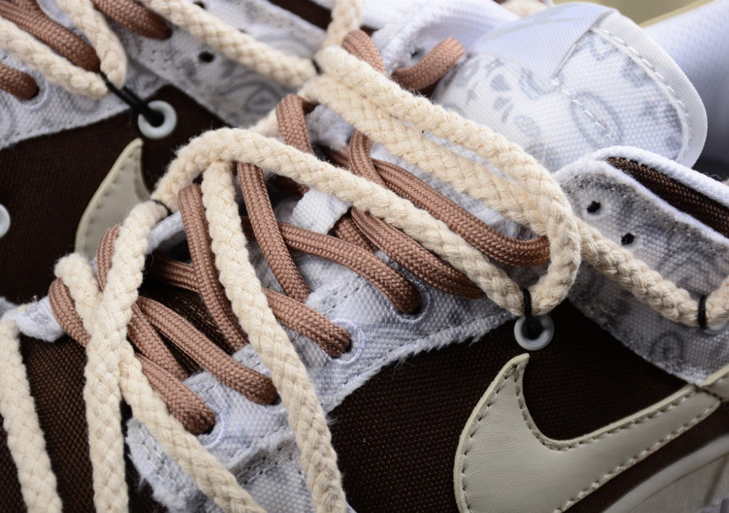 Nk Dunk Low Ess Reverse Cashew Flower Micro-industrial Custom Version Deconstruction Strap Casual Sneakers