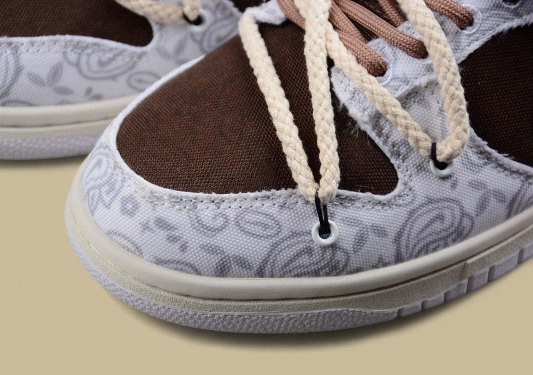 Nk Dunk Low Ess Reverse Cashew Flower Micro-industrial Custom Version Deconstruction Strap Casual Sneakers