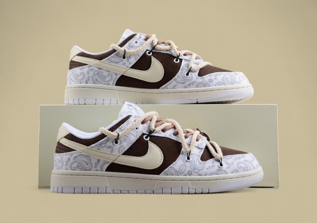 Nk Dunk Low Ess Reverse Cashew Flower Micro-industrial Custom Version Deconstruction Strap Casual Sneakers