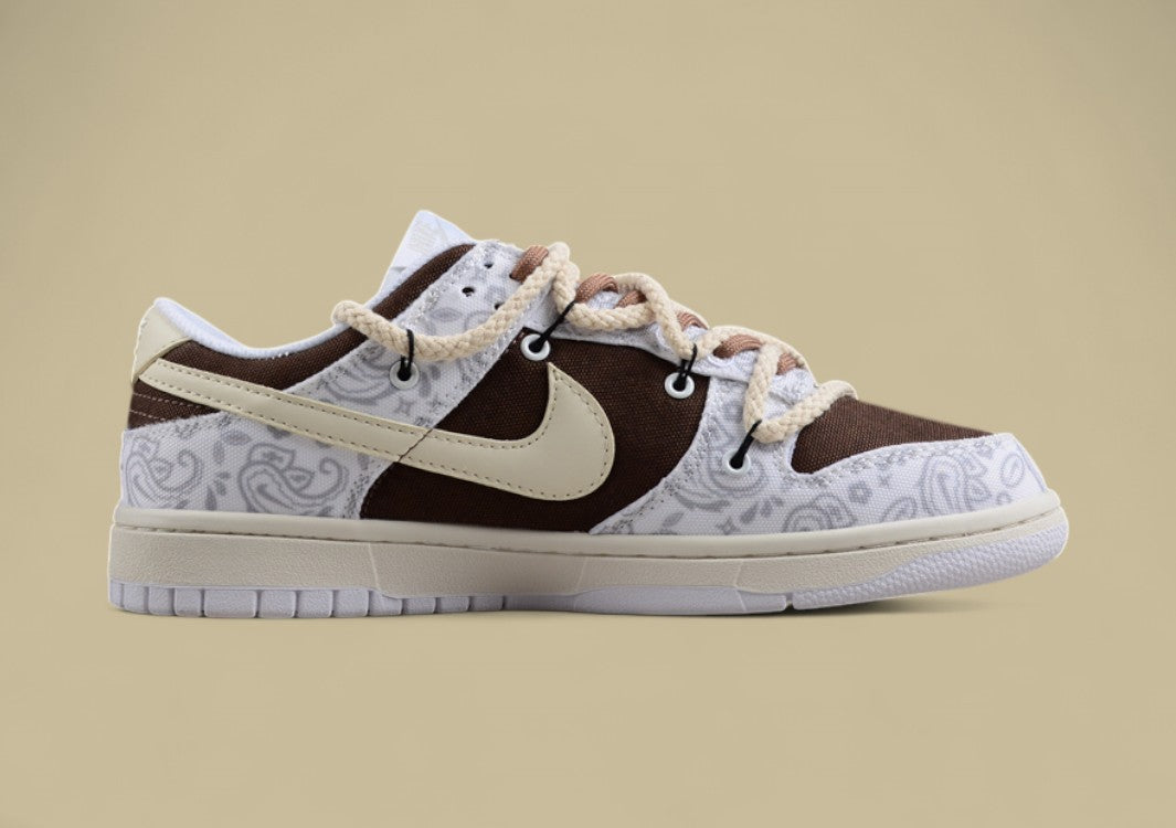 Nk Dunk Low Ess Reverse Cashew Flower Micro-industrial Custom Version Deconstruction Strap Casual Sneakers