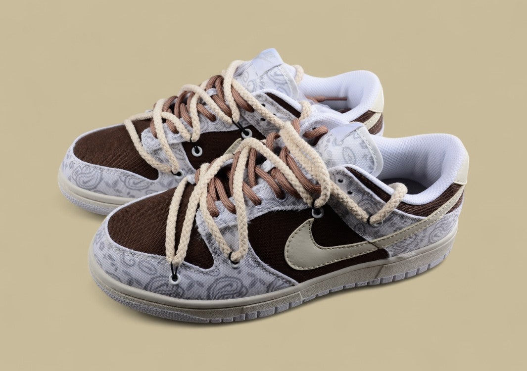Nk Dunk Low Ess Reverse Cashew Flower Micro-industrial Custom Version Deconstruction Strap Casual Sneakers