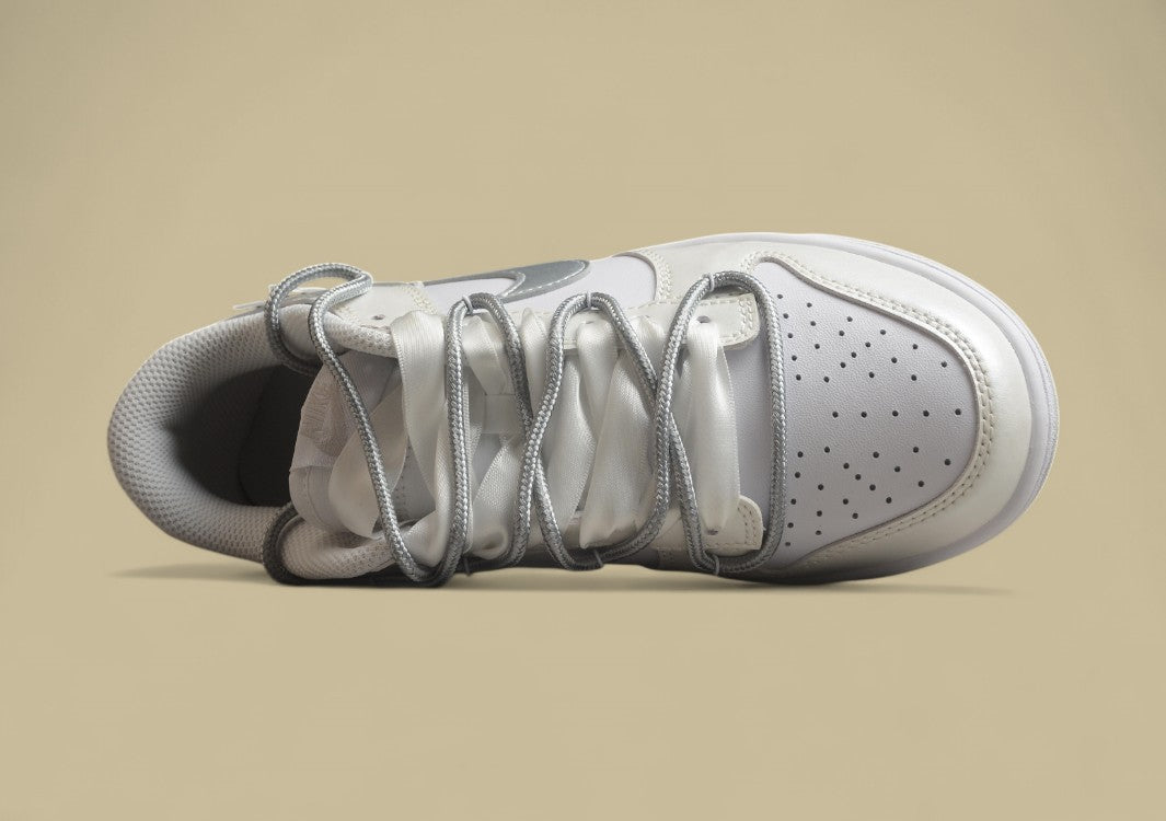 Nk Dunk Low Fresh Silver Ballet Ribbon SB Strap Low Top Casual Shoes