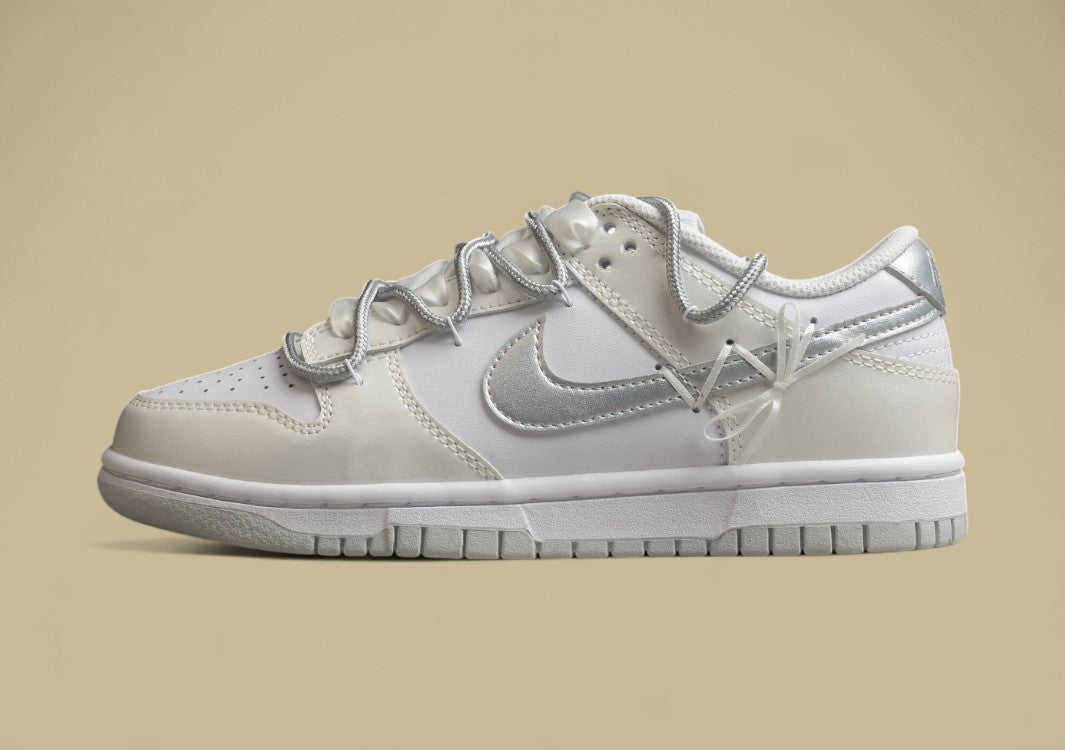 Nk Dunk Low Fresh Silver Ballet Ribbon SB Strap Low Top Casual Shoes