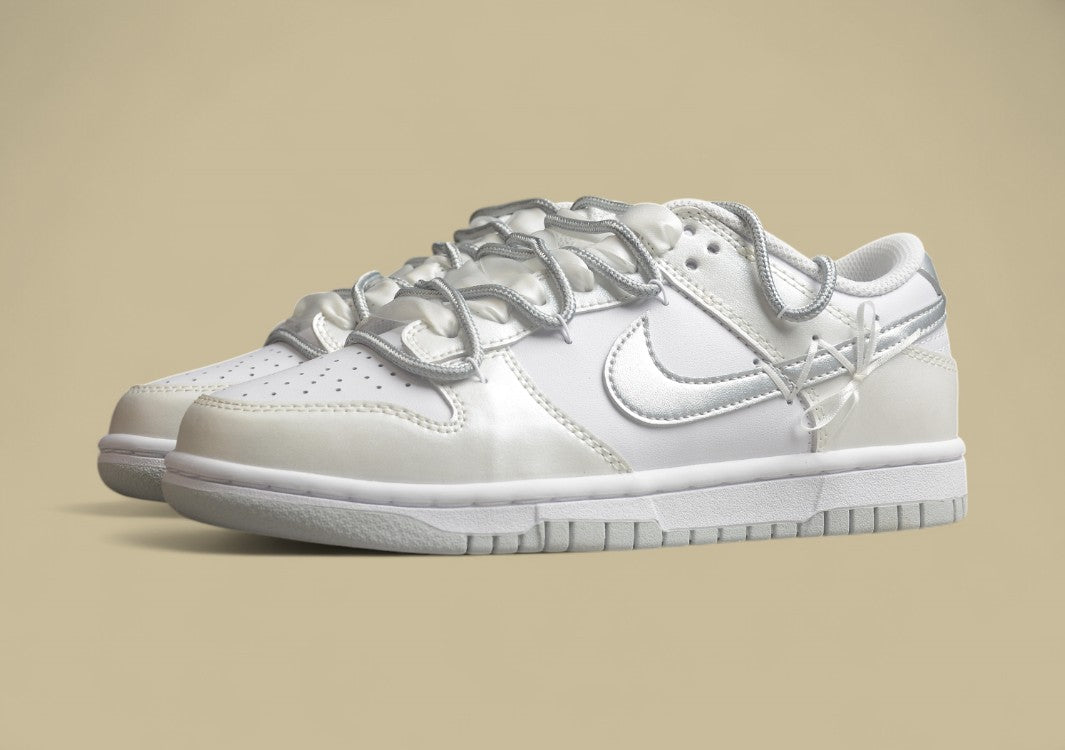 Nk Dunk Low Fresh Silver Ballet Ribbon SB Strap Low Top Casual Shoes