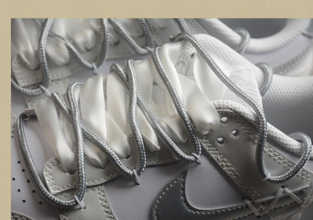 Nk Dunk Low Fresh Silver Ballet Ribbon SB Strap Low Top Casual Shoes