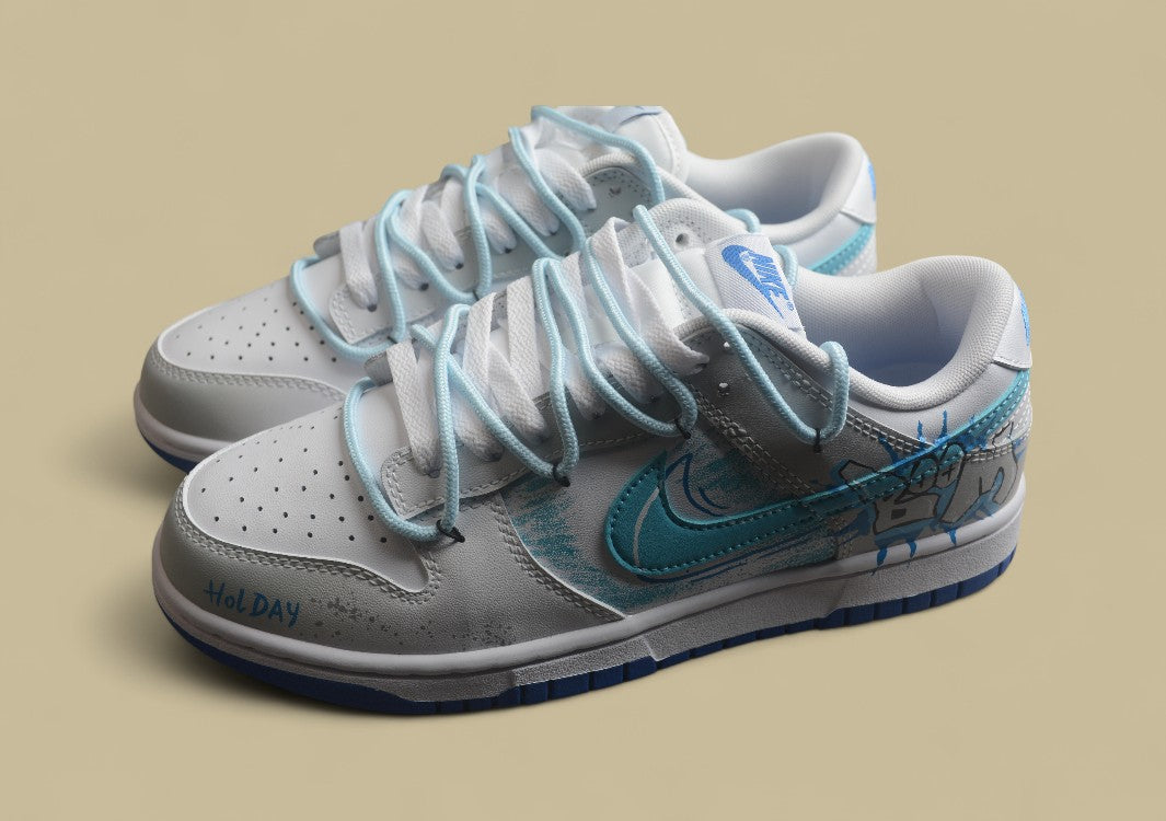 Nk Dunk Low Graffiti Deconstruction Style Casual Diary Gradient Ink Splash Letters Sb Strap Low-top Casual Sneakers