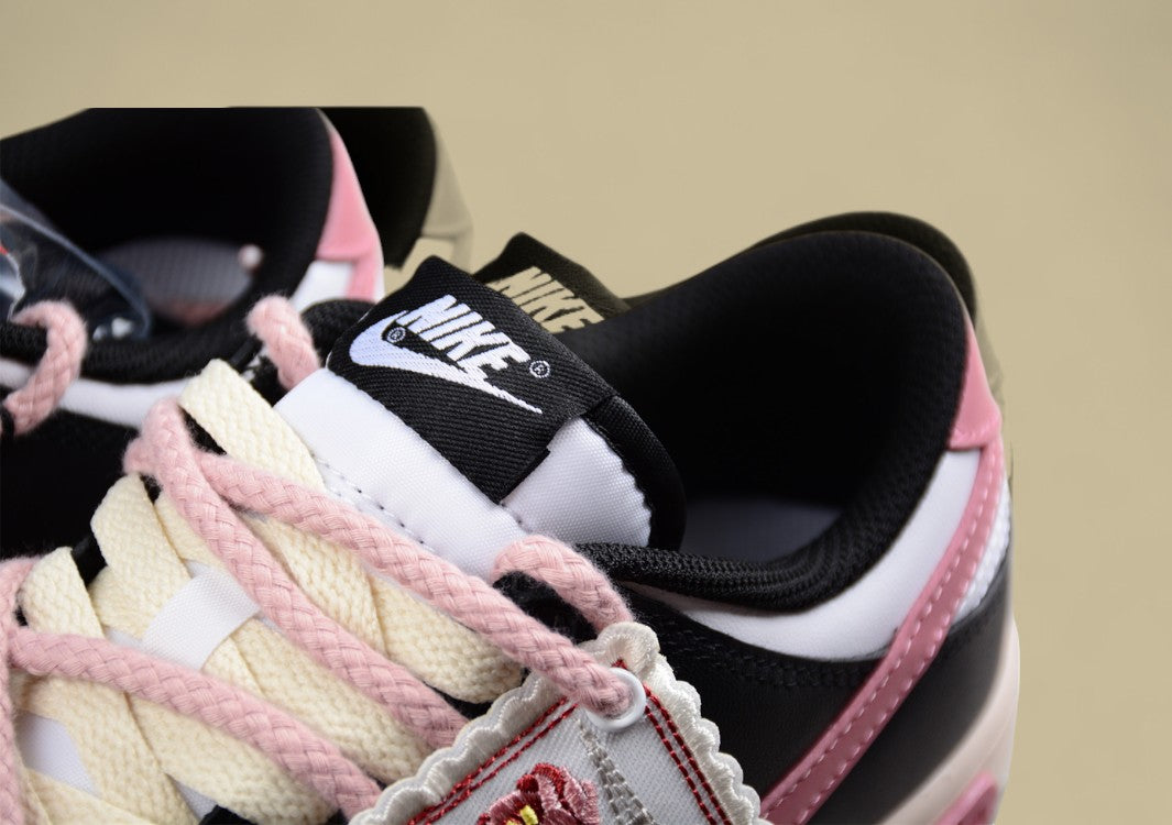 Nk Dunk Low "Multi-color Swoosh" Cloth Patch Rose Heart Sb Custom Hemp Rope Strap Low-top Casual Sneakers