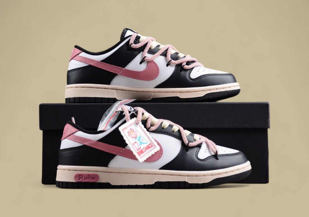Nk Dunk Low "Multi-color Swoosh" Cloth Patch Rose Heart Sb Custom Hemp Rope Strap Low-top Casual Sneakers