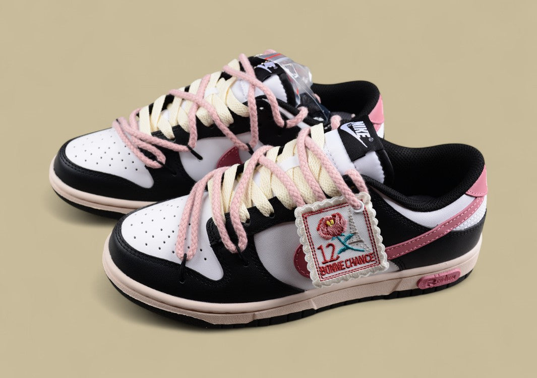 Nk Dunk Low "Multi-color Swoosh" Cloth Patch Rose Heart Sb Custom Hemp Rope Strap Low-top Casual Sneakers
