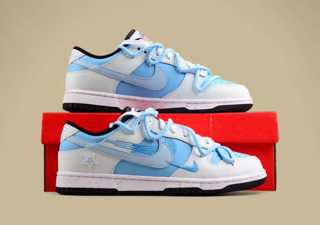 Nike Dunk Low "Multi Color Vitality" – Custom Deconstructed Strap Sneakers with Triple Swoosh
