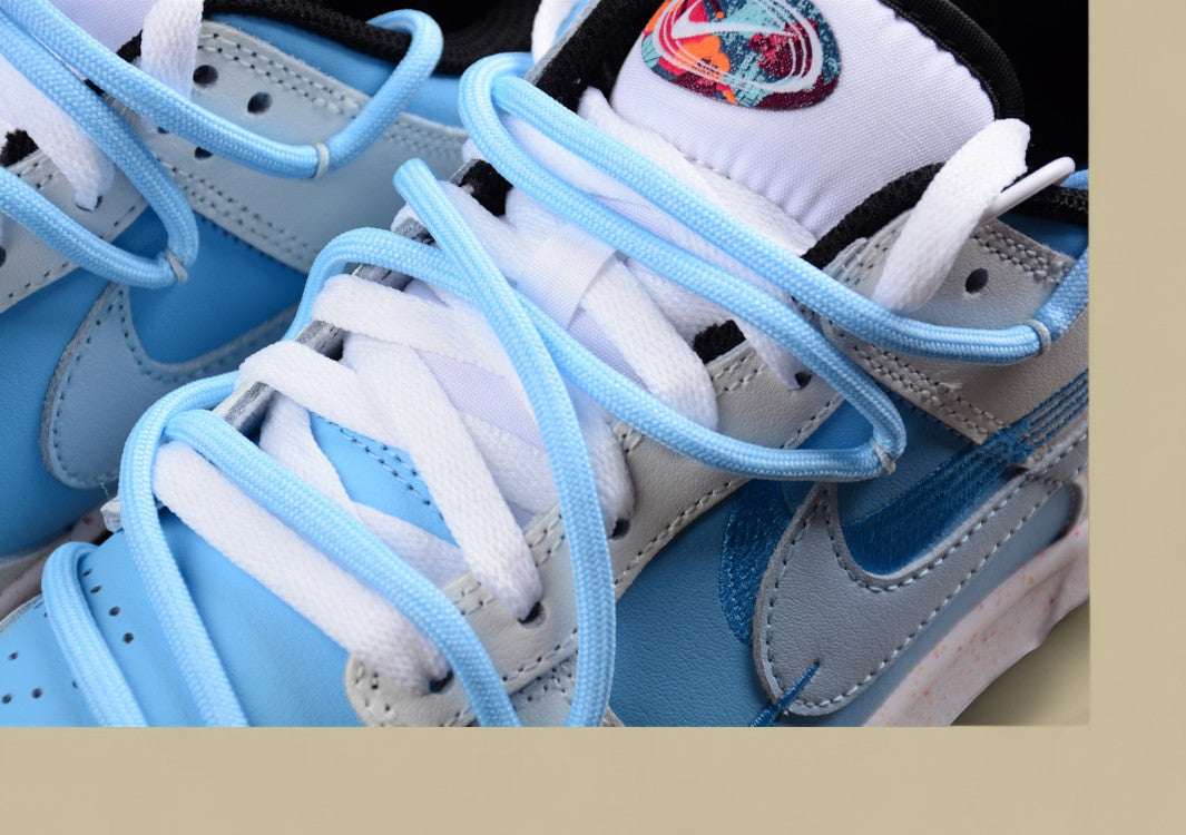 Nike Dunk Low "Multi Color Vitality" – Custom Deconstructed Strap Sneakers with Triple Swoosh