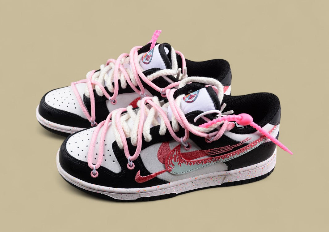 Nike Dunk Low "Vitality Multi Color" – Custom Pink Drip Triple Swoosh Deconstructed Shoe