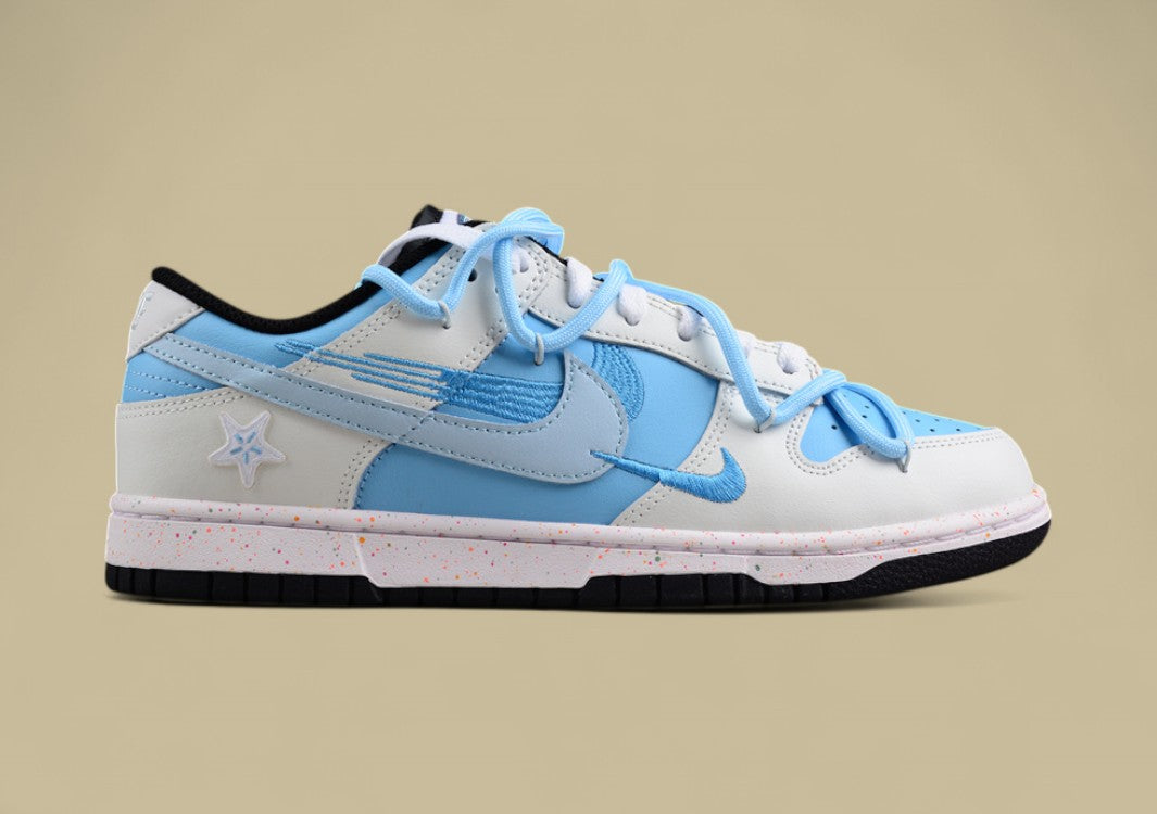 Nike Dunk Low "Multi Color Vitality" – Custom Deconstructed Strap Sneakers with Triple Swoosh