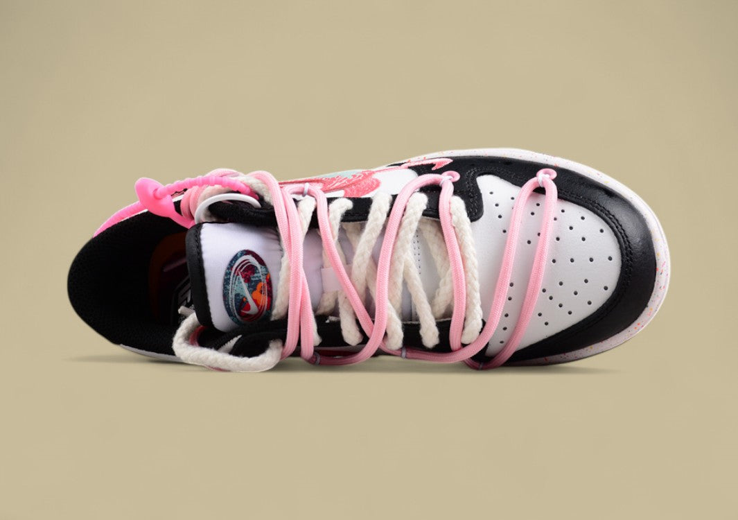 Nike Dunk Low "Vitality Multi Color" – Custom Pink Drip Triple Swoosh Deconstructed Shoe