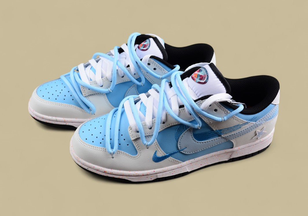 Nike Dunk Low "Multi Color Vitality" – Custom Deconstructed Strap Sneakers with Triple Swoosh