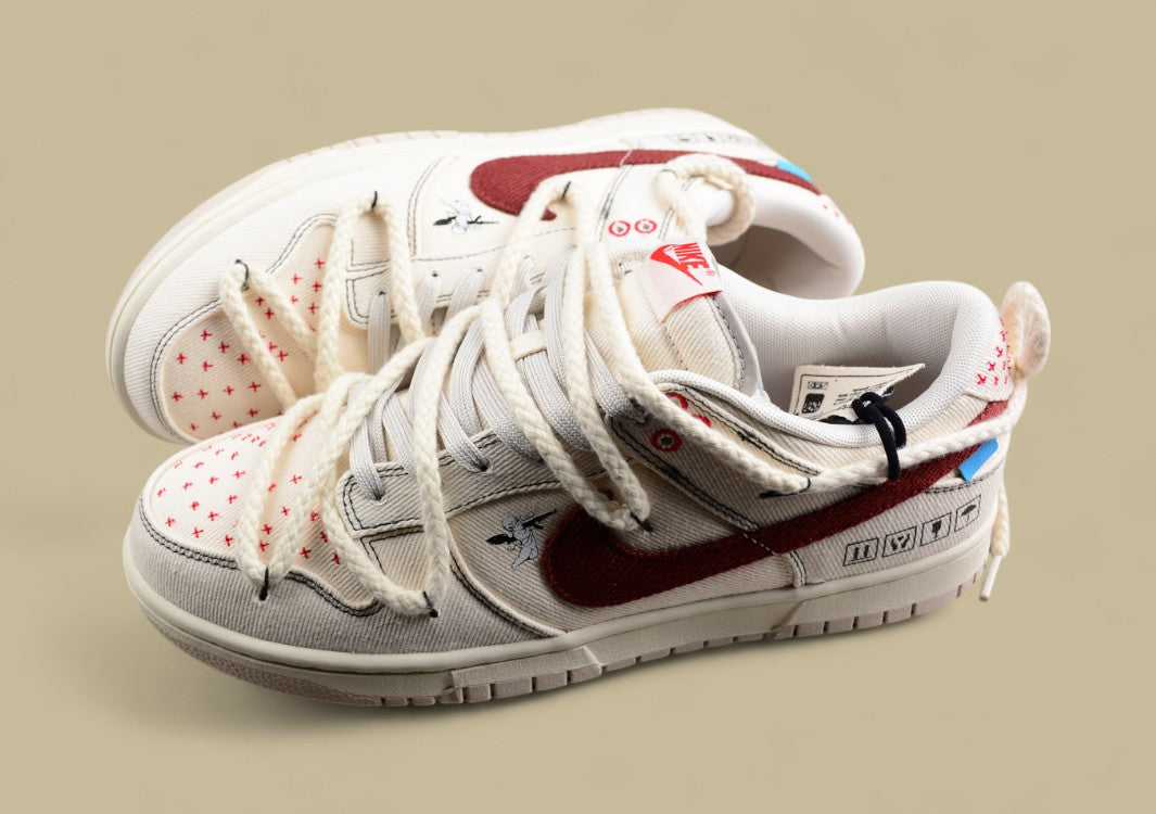Nk Dunk Low Outdoor Wear High Street Style Sashiko Embroidery Retro Hemp Rope Deconstruction Sb Low-top Casual Sneakers