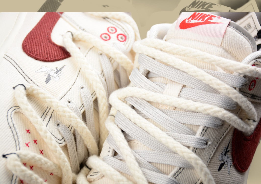 Nk Dunk Low Outdoor Wear High Street Style Sashiko Embroidery Retro Hemp Rope Deconstruction Sb Low-top Casual Sneakers