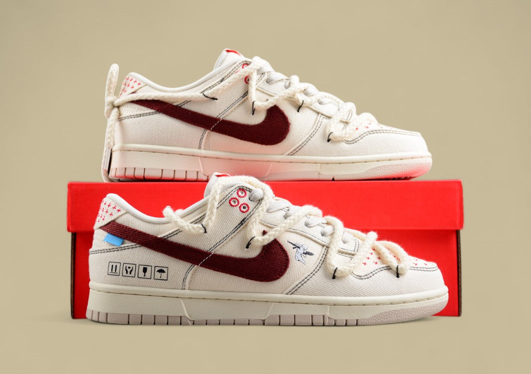 Nk Dunk Low Outdoor Wear High Street Style Sashiko Embroidery Retro Hemp Rope Deconstruction Sb Low-top Casual Sneakers